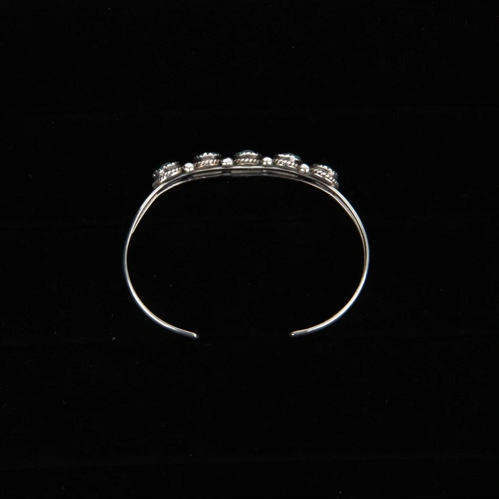 VTG Navajo Nakai Signed Stealing Silver Abalone Green Resin Cuff Bracelet - Picture 7 of 13